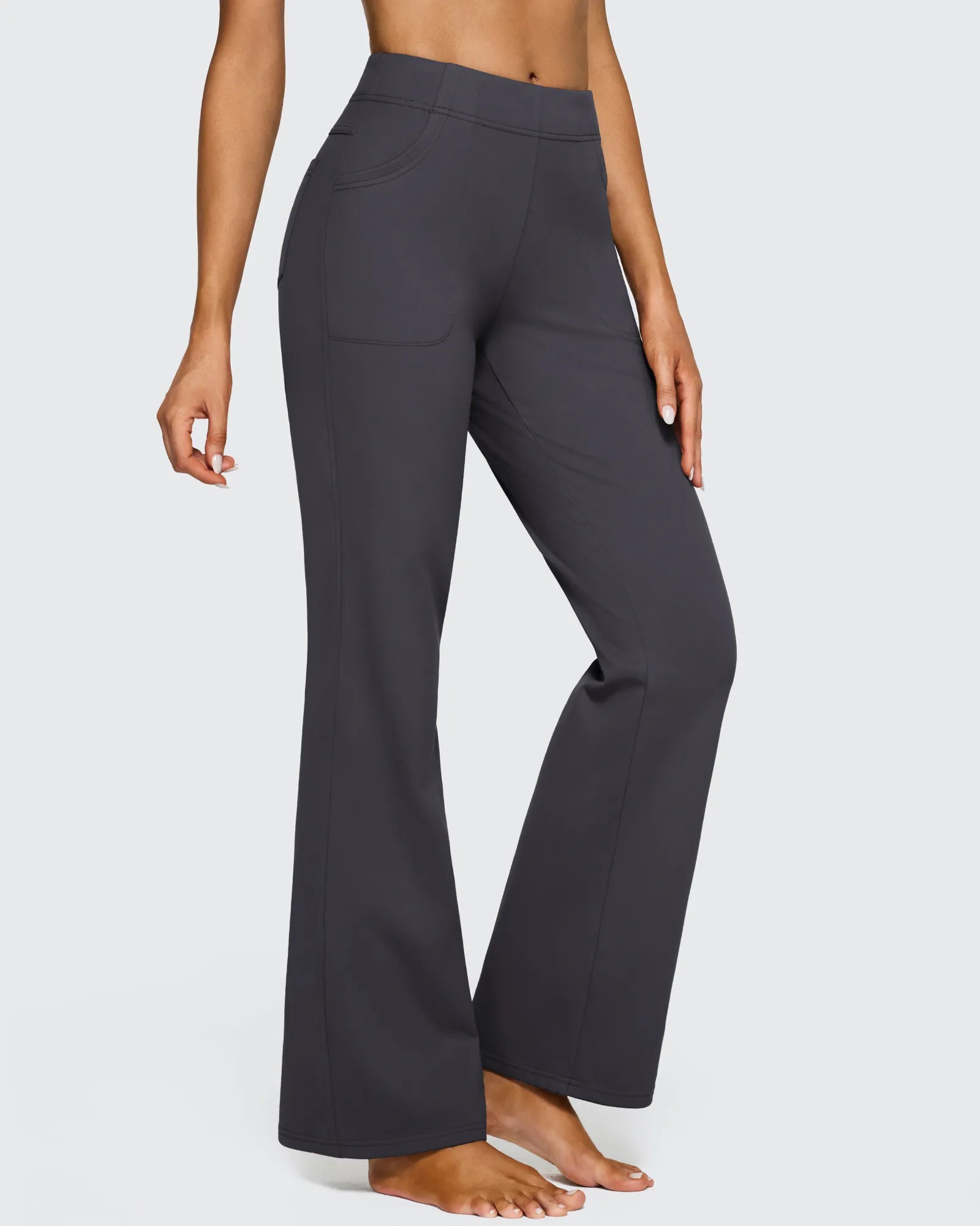 G4Free - Fleece Lined High-Waist Flare Work Pants -GF23A192BA-S