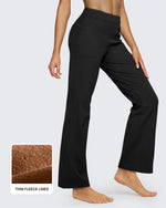 G4Free - Fleece Lined High-Waist Flare Work Pants -GF23A192CA-S
