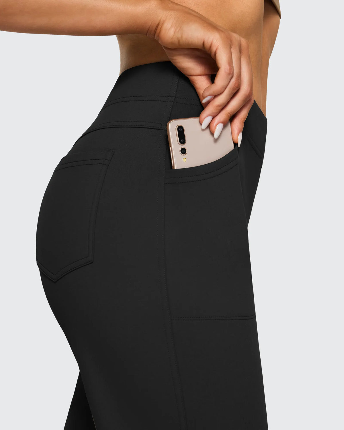 G4Free - Fleece Lined High-Waist Flare Work Pants -GF23A192CA-S
