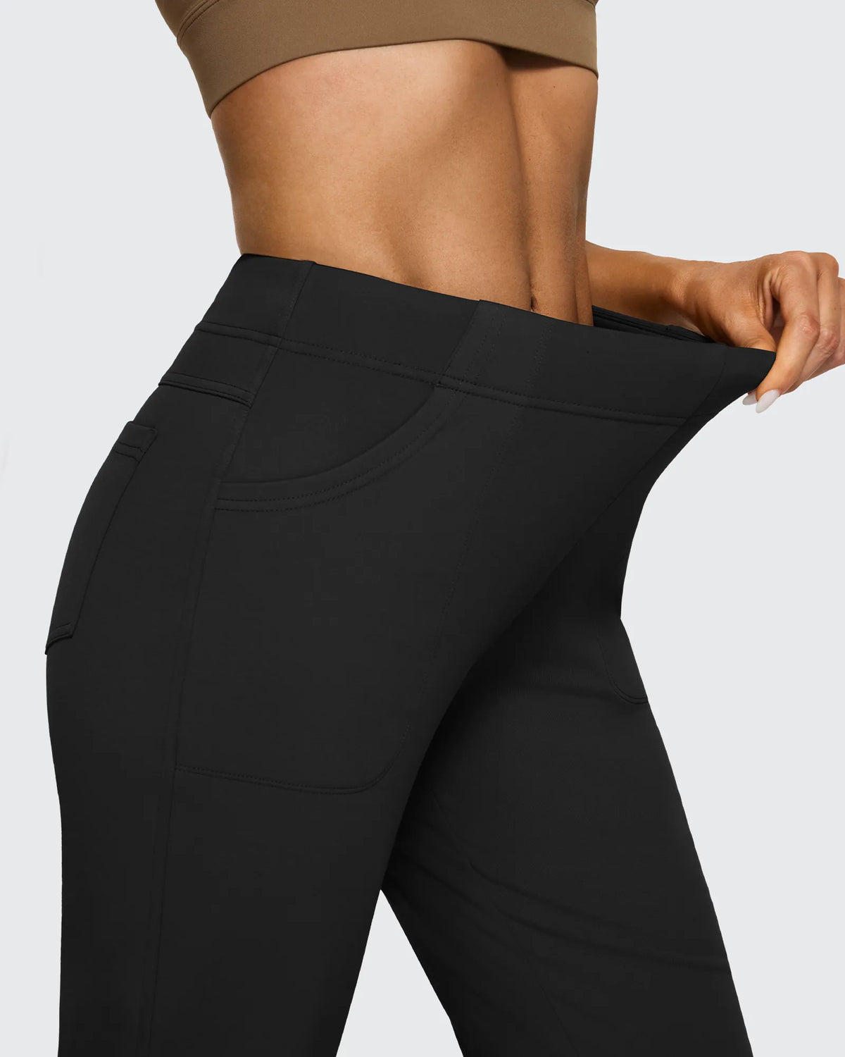 G4Free - Fleece Lined High-Waist Flare Work Pants -GF23A192CA-S