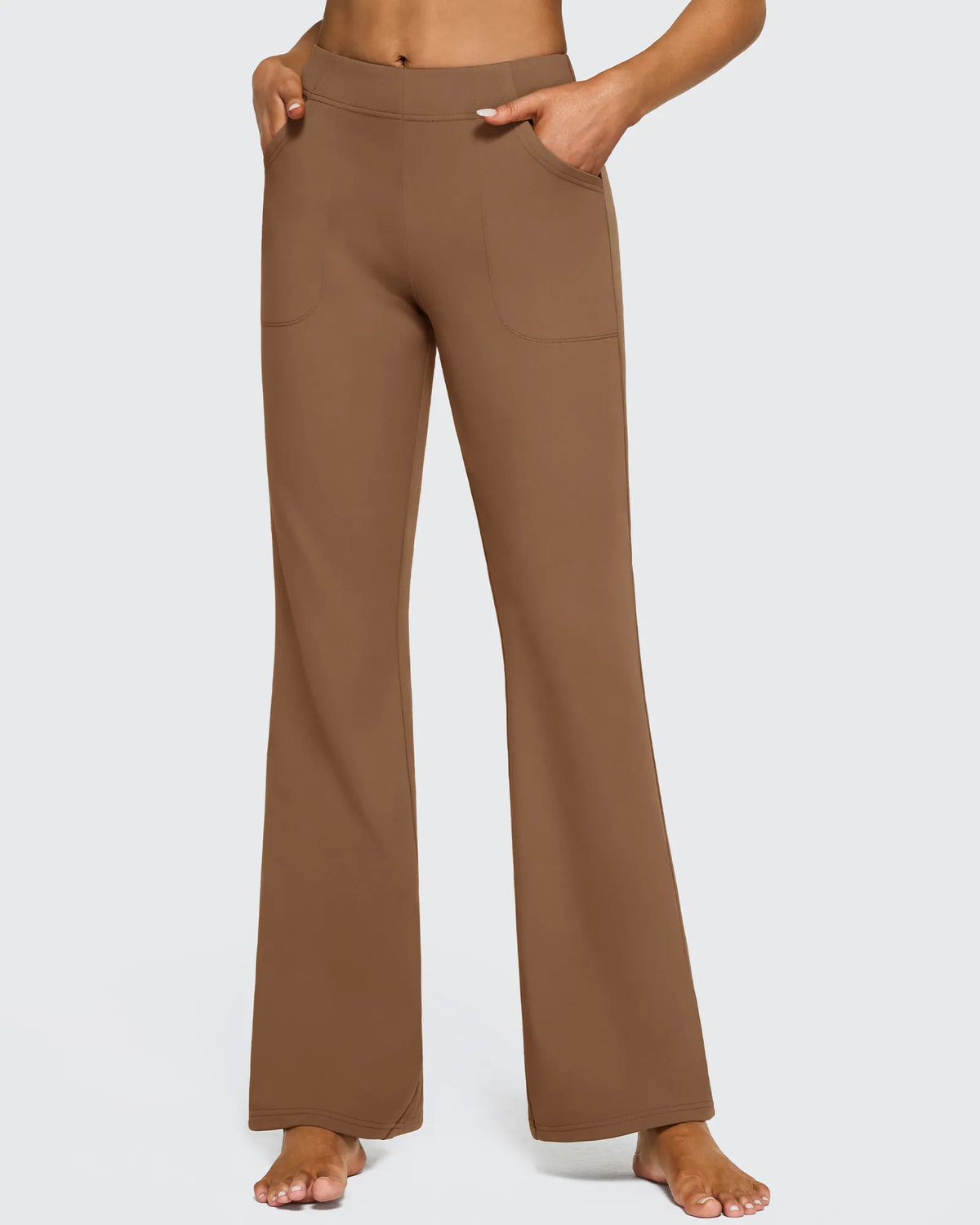 G4Free - Fleece Lined High-Waist Flare Work Pants -GF23A192CA-S