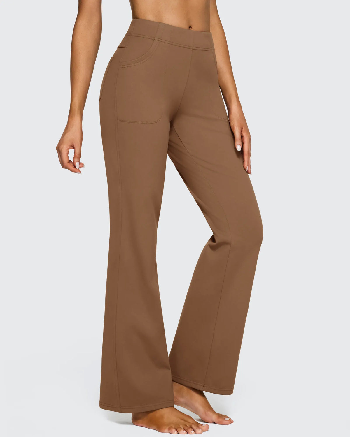 G4Free - Fleece Lined High-Waist Flare Work Pants -GF23A192CA-S