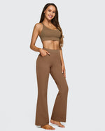 G4Free - Fleece Lined High-Waist Flare Work Pants -GF23A192CA-S