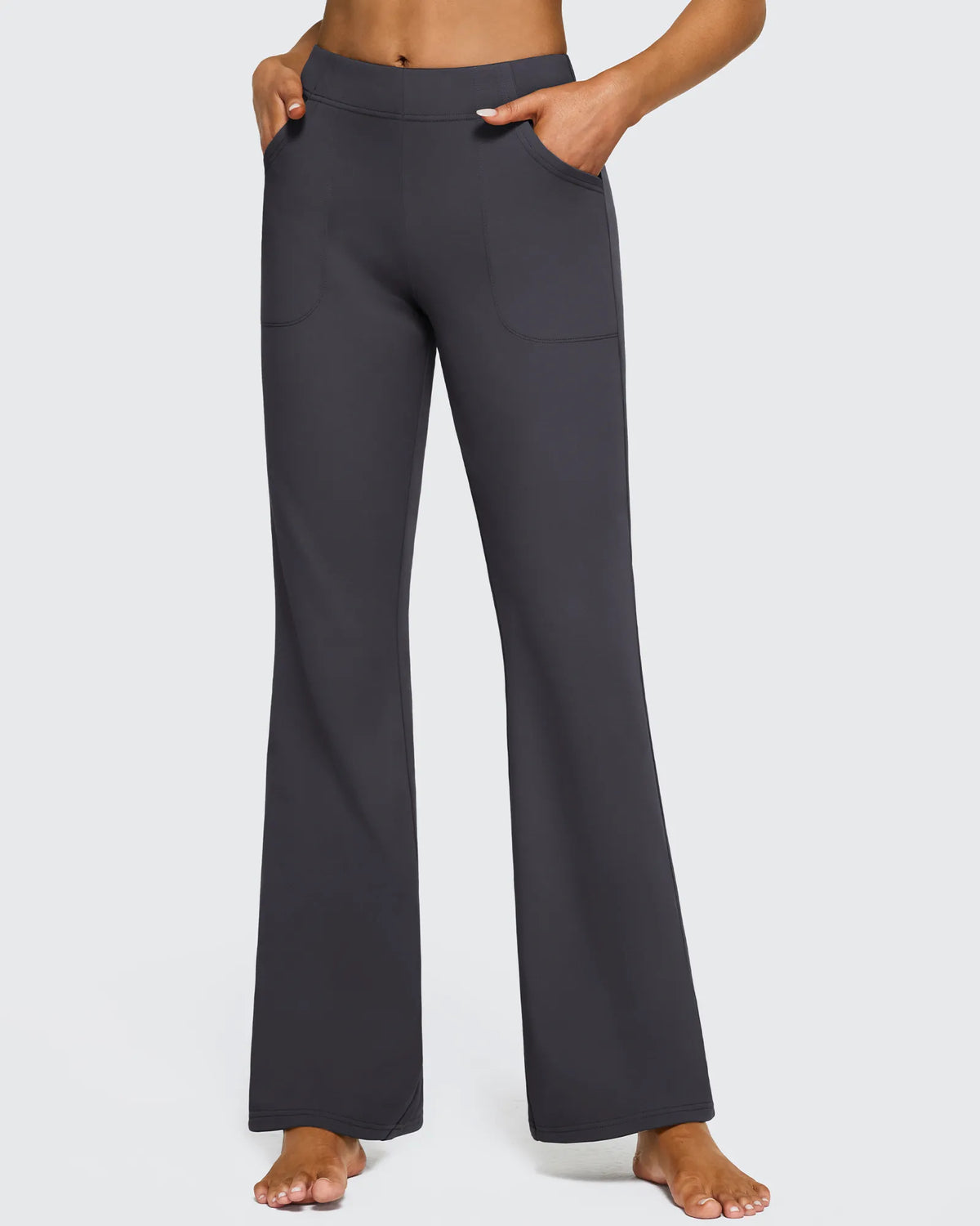 G4Free - Fleece Lined High-Waist Flare Work Pants -GF23A192CA-S