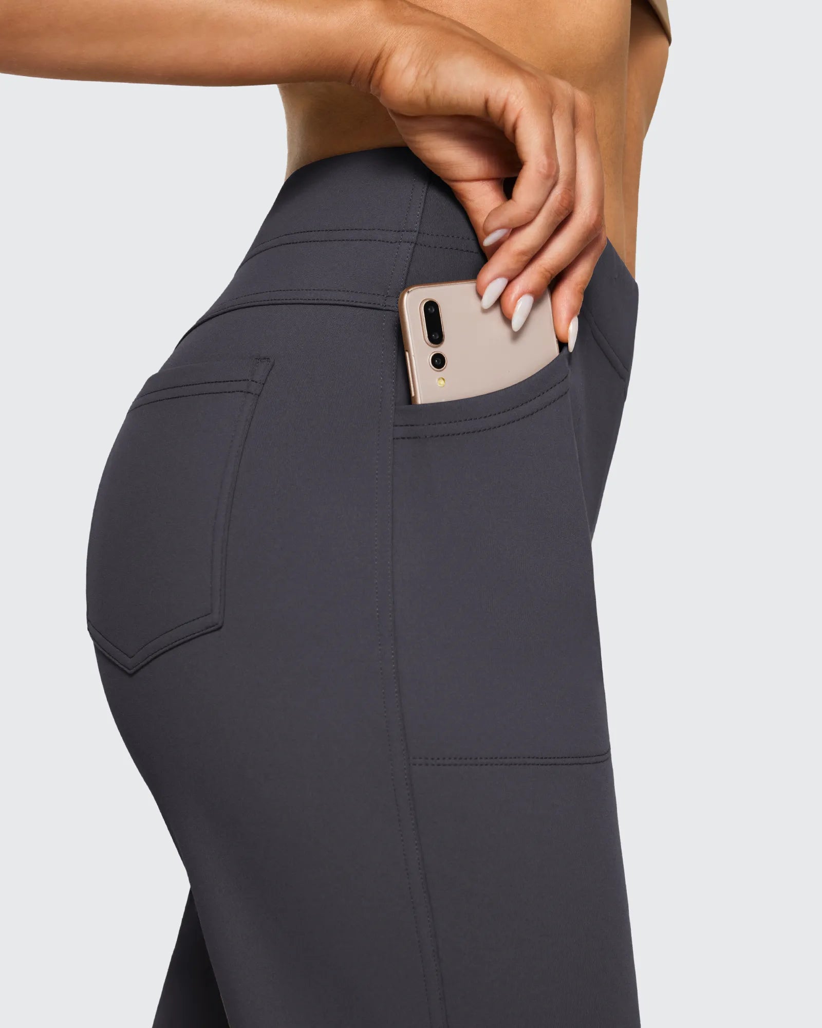 G4Free - Fleece Lined High-Waist Flare Work Pants -GF23A192CA-S
