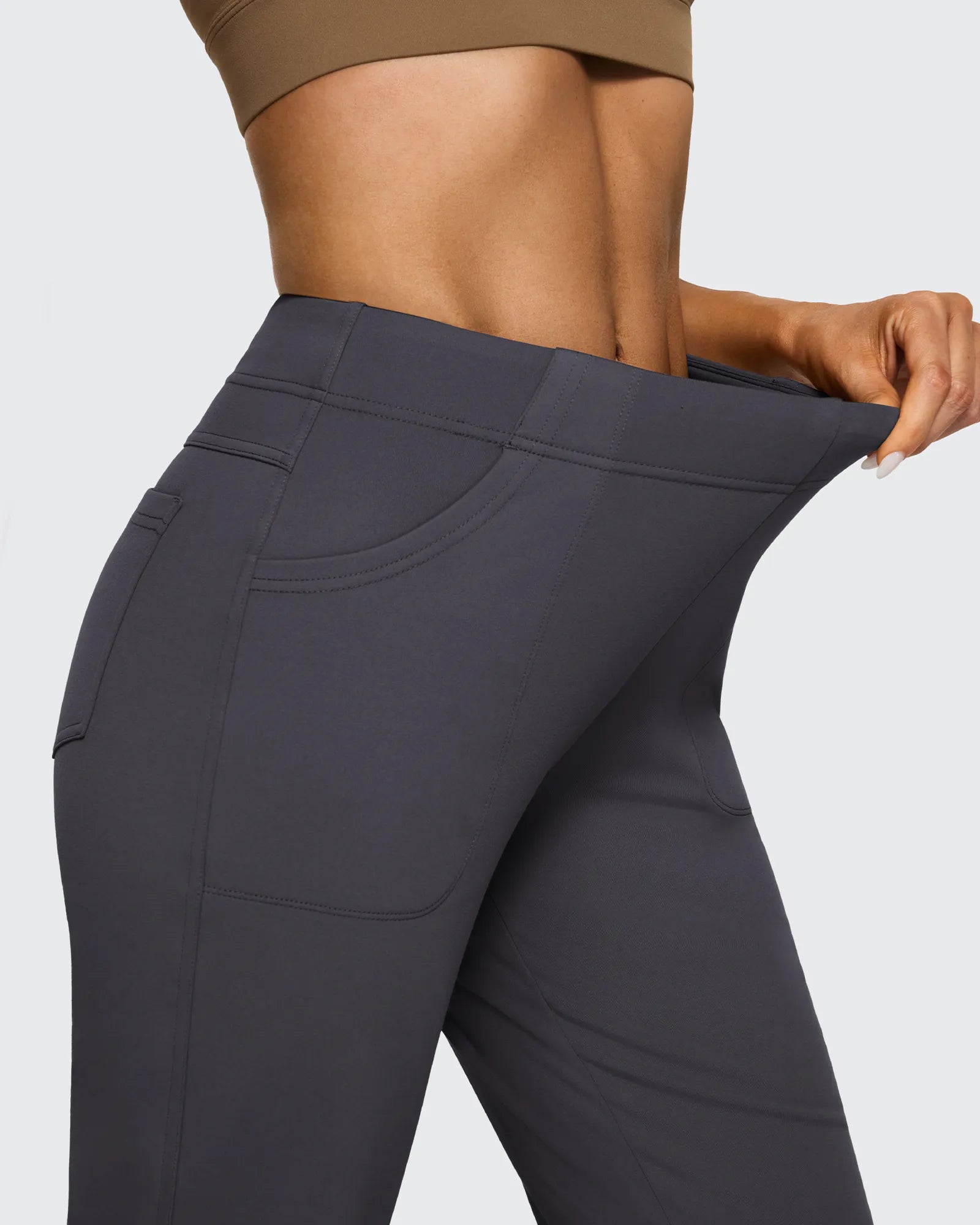 G4Free - Fleece Lined High-Waist Flare Work Pants -GF23A192CA-S