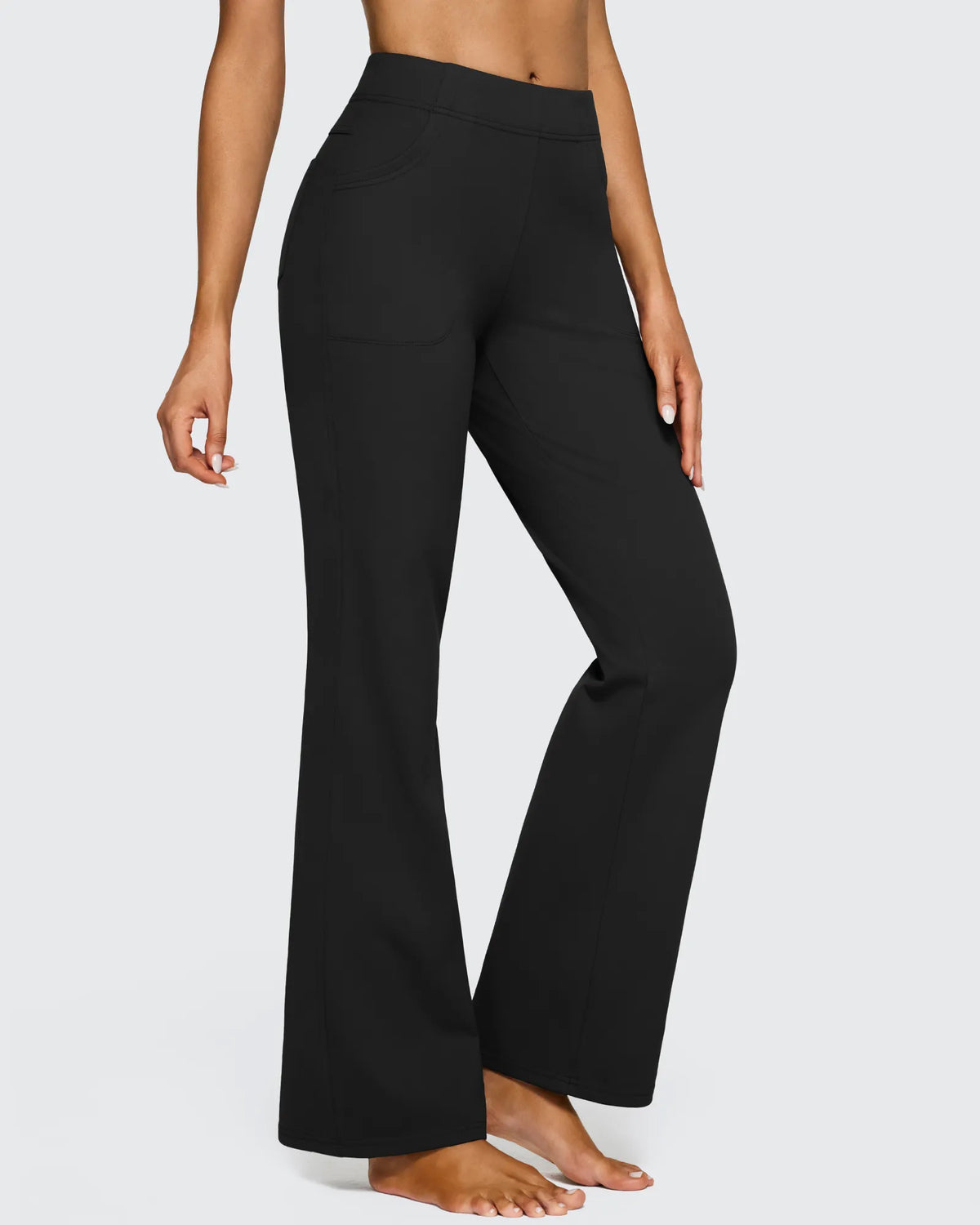 G4Free - Fleece Lined High-Waist Flare Work Pants -GF23A192CA-S