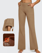 G4Free - Fleece Lined High-Waist Flare Work Pants -GF23A192CA-S