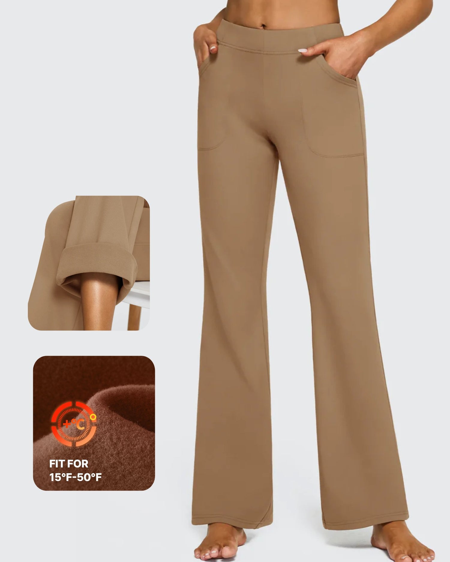 G4Free - Fleece Lined High-Waist Flare Work Pants -GF23A192CA-S
