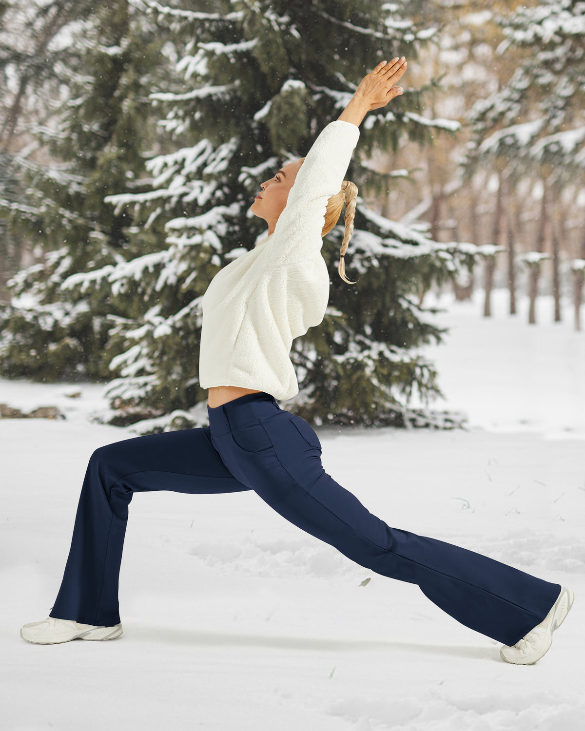 G4Free - Fleece Lined High-Waist Work Flare Pants -GF23A175AA-S