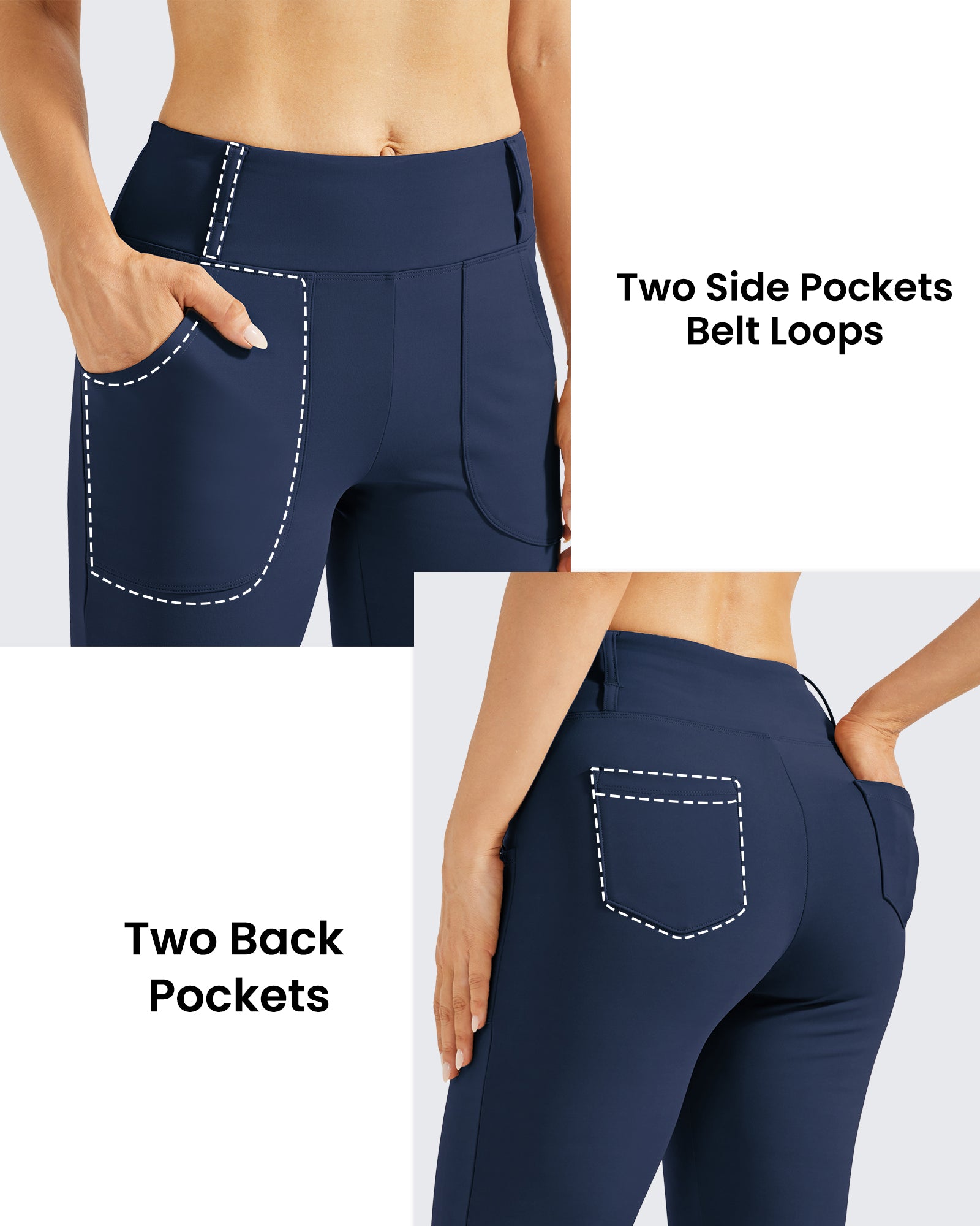 G4Free - Fleece Lined High-Waist Work Flare Pants -GF23A175AA-S