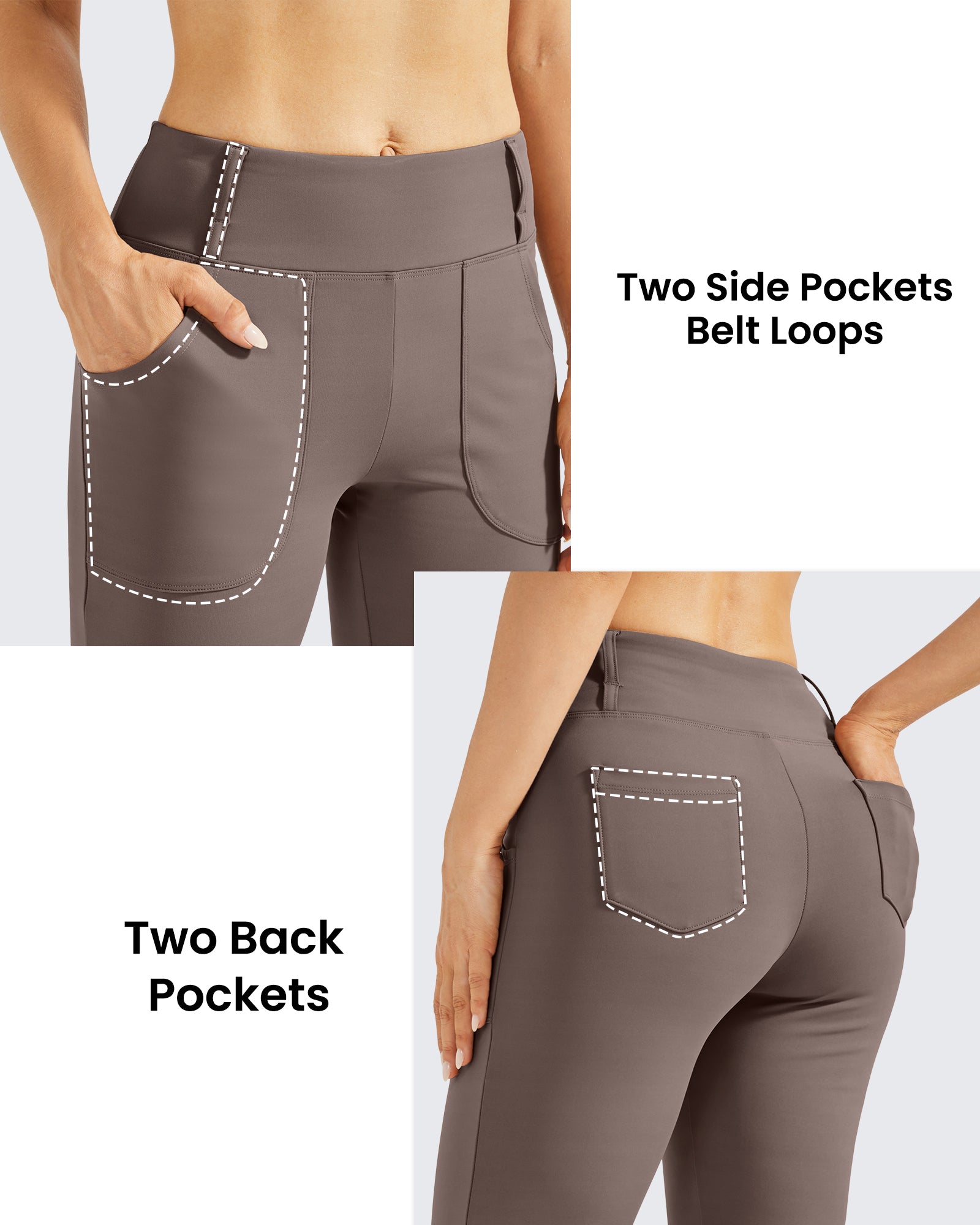 G4Free - Fleece Lined High-Waist Work Flare Pants -GF23A175AA-S