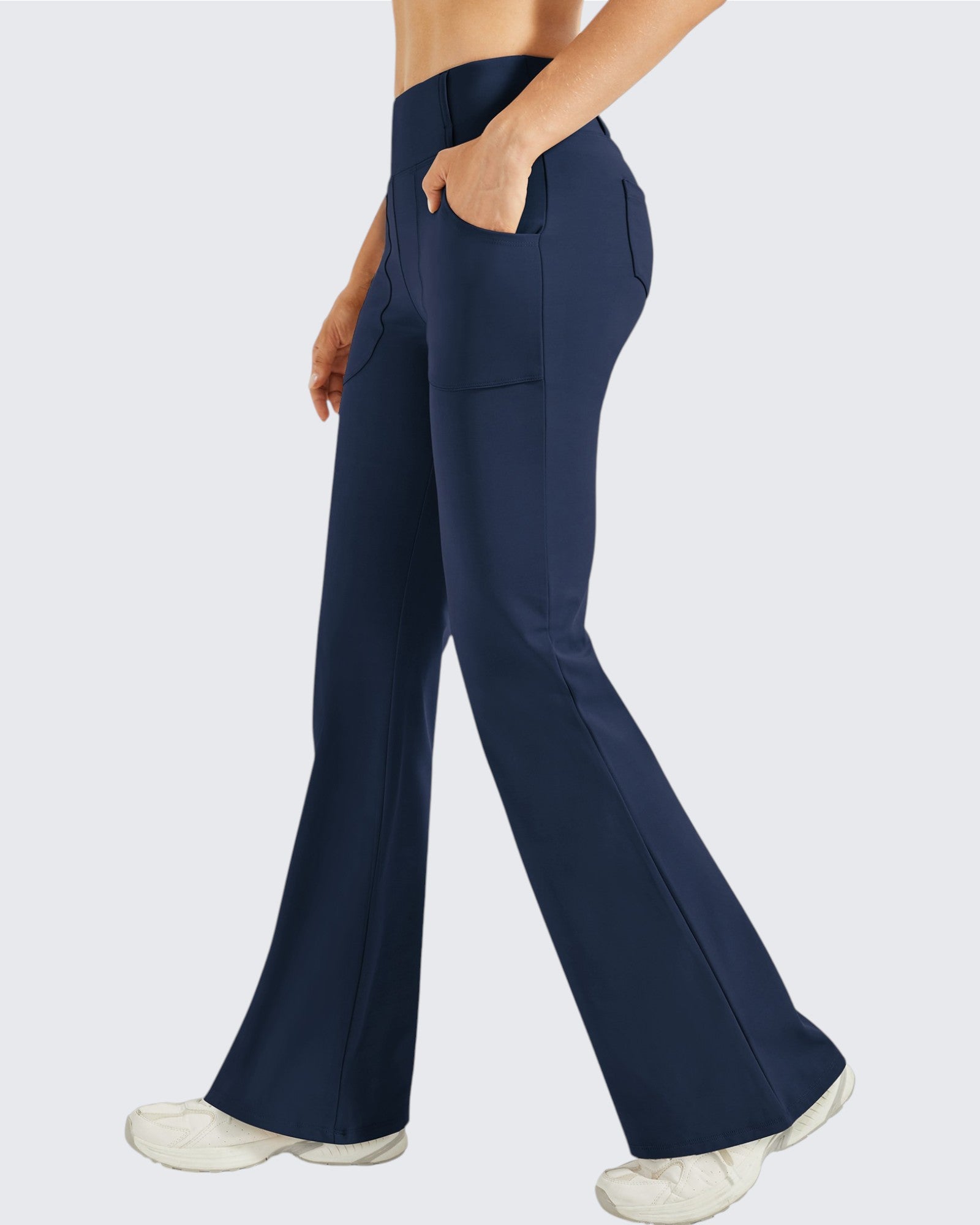 G4Free - Fleece Lined High-Waist Work Flare Pants -GF23A175BA-S