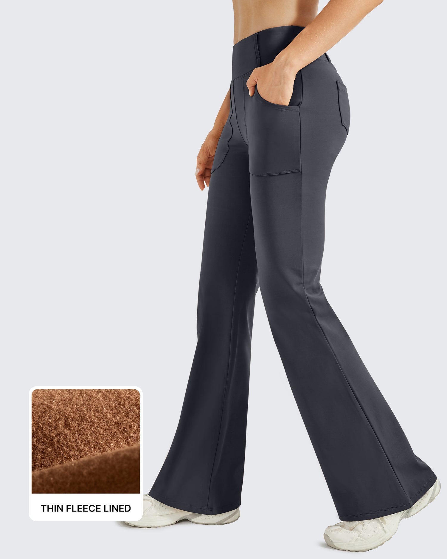 G4Free - Fleece Lined High-Waist Work Flare Pants -GF23A175CA-S