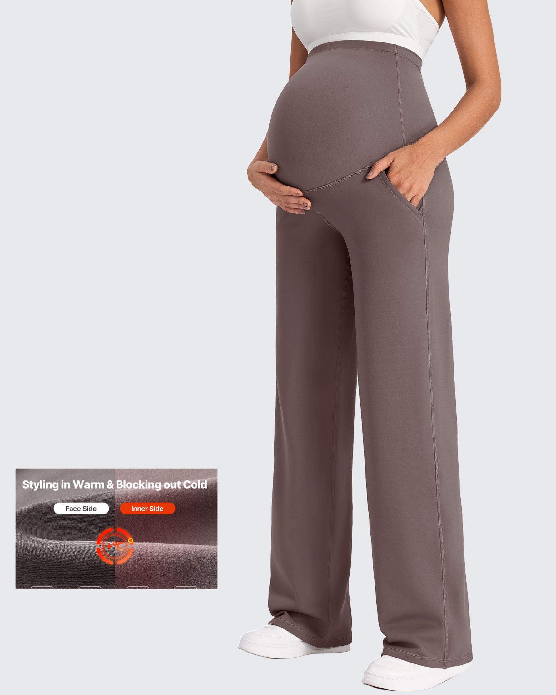 G4Free - Fleece-Lined Maternity Warm Work Trousers -GF25JY298BF-XS