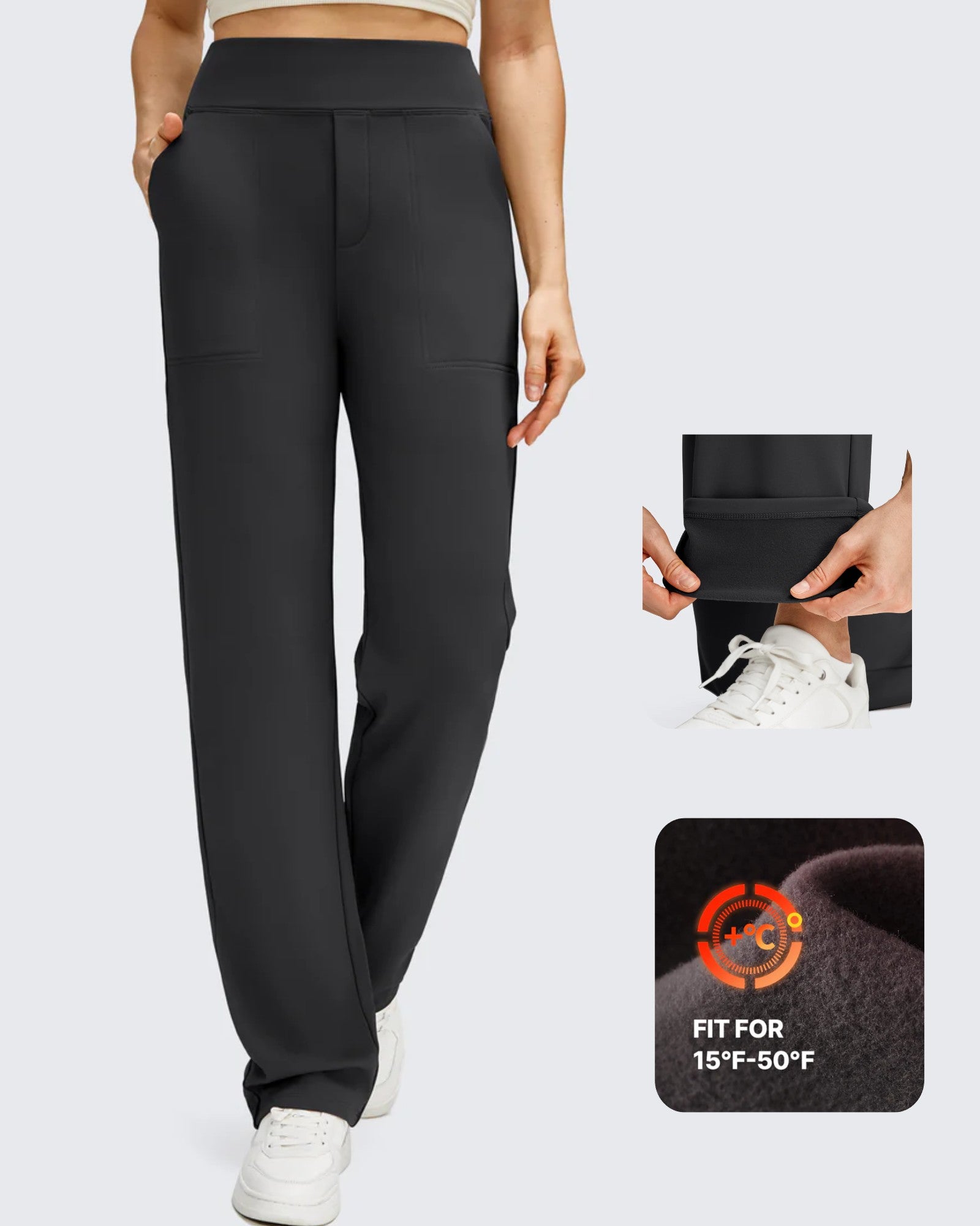 G4Free - Fleece Lined Straight Leg Thermal Work Trousers -GF25D628CF-XS