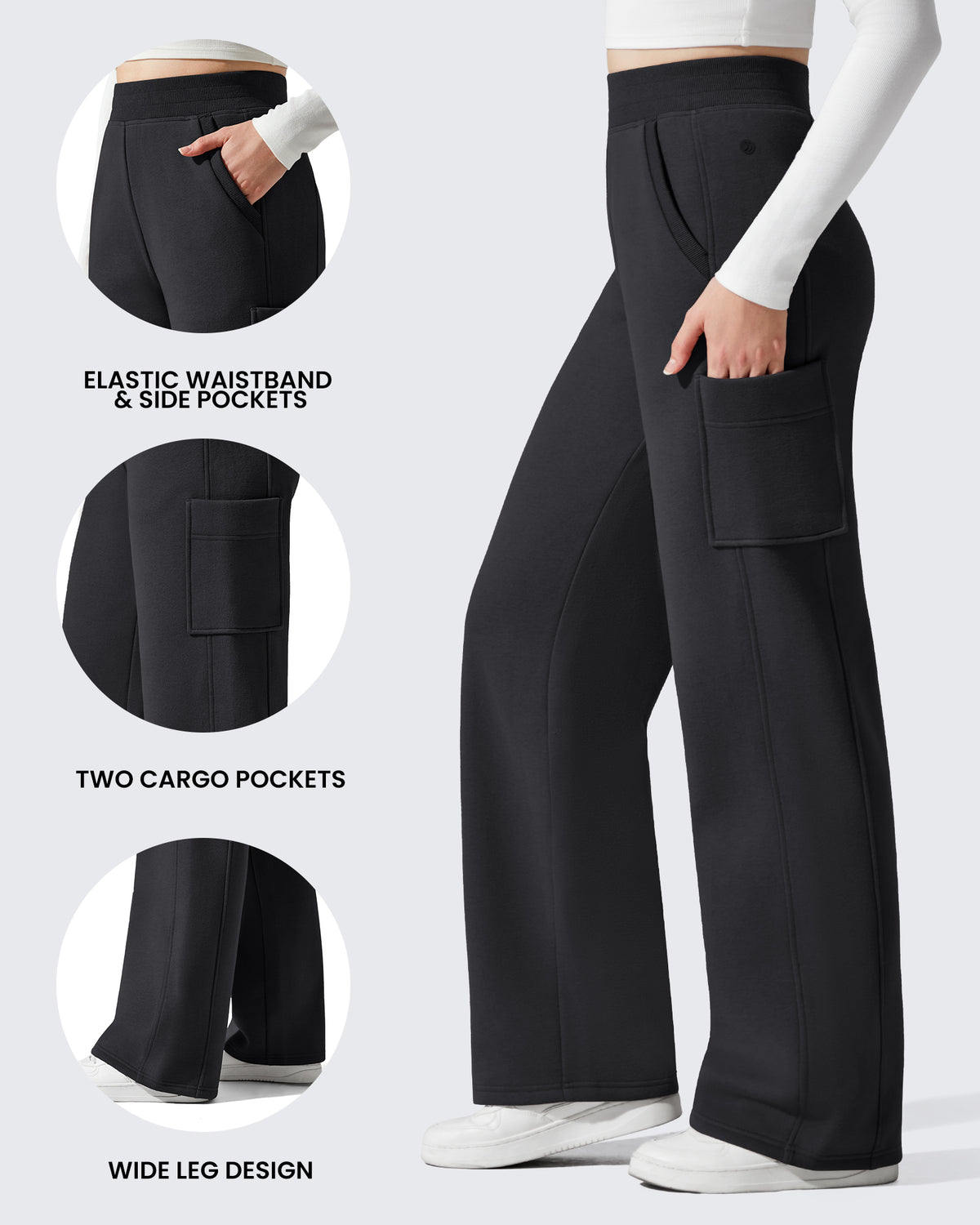 G4Free - Flurrylux Cargo Fleece Lined Thermal Wide Leg Trousers -GF25J731AA-S