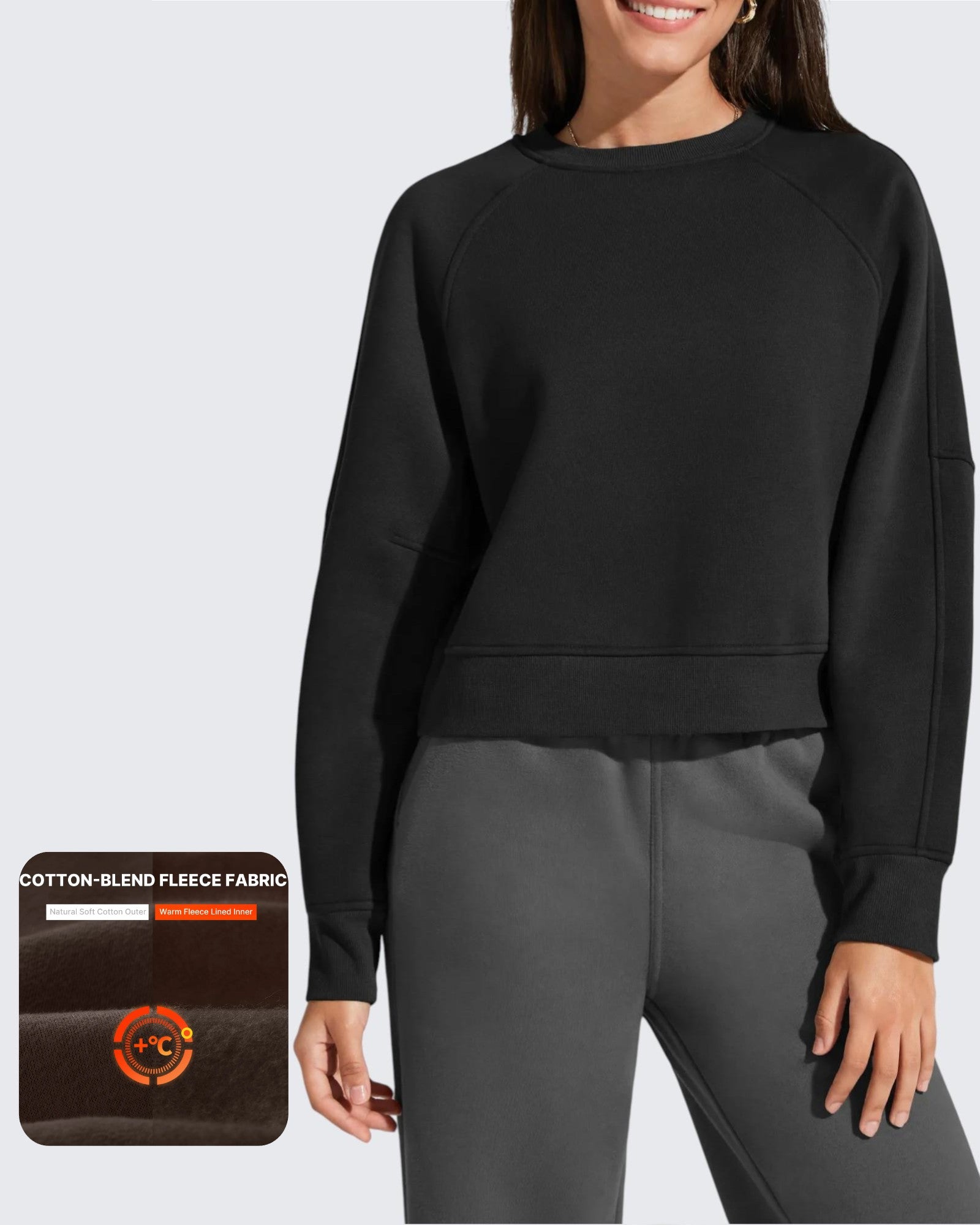 G4Free - Flurrylux Cropped Crewneck Fleece Lined Pullover  Sweatshirts -GF25F756AF-XS