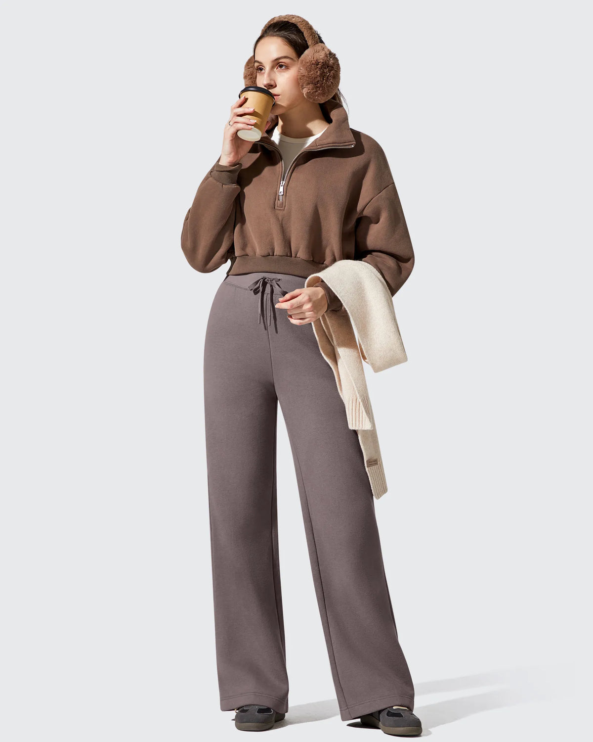 G4Free - Flurrylux Fleece Lined Drawstring Cotton Thermal Pants -GF25J707AF-XS