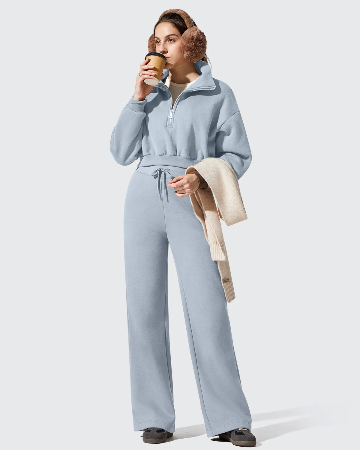 G4Free - Flurrylux Fleece Lined Drawstring Cotton Thermal Pants -GF25J707AF-XS