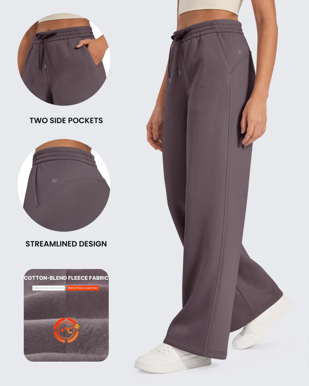 G4Free - Flurrylux Fleece Lined Drawstring High-Waist Pants -GF24J280AA-S