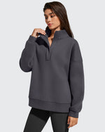 G4Free - Flurrylux Fleece Lined Half Zip Oversized Sweatshirts -GF25F758AA-S