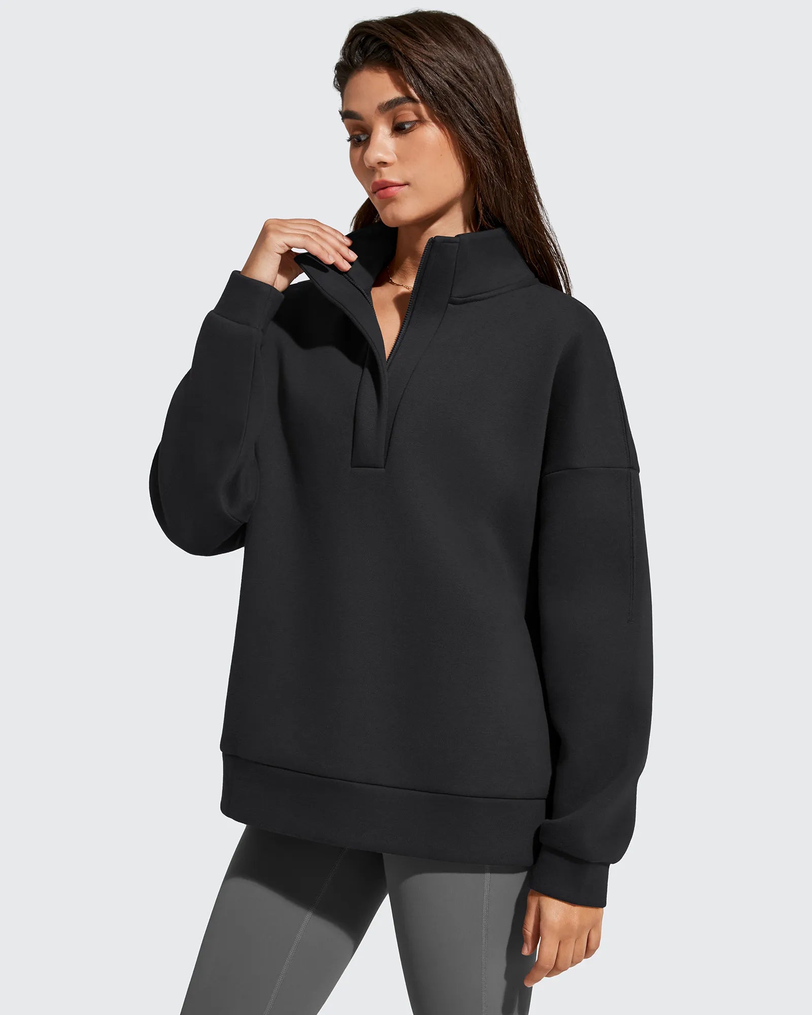 G4Free - Flurrylux Fleece Lined Half Zip Oversized Sweatshirts -GF25F758AA-S