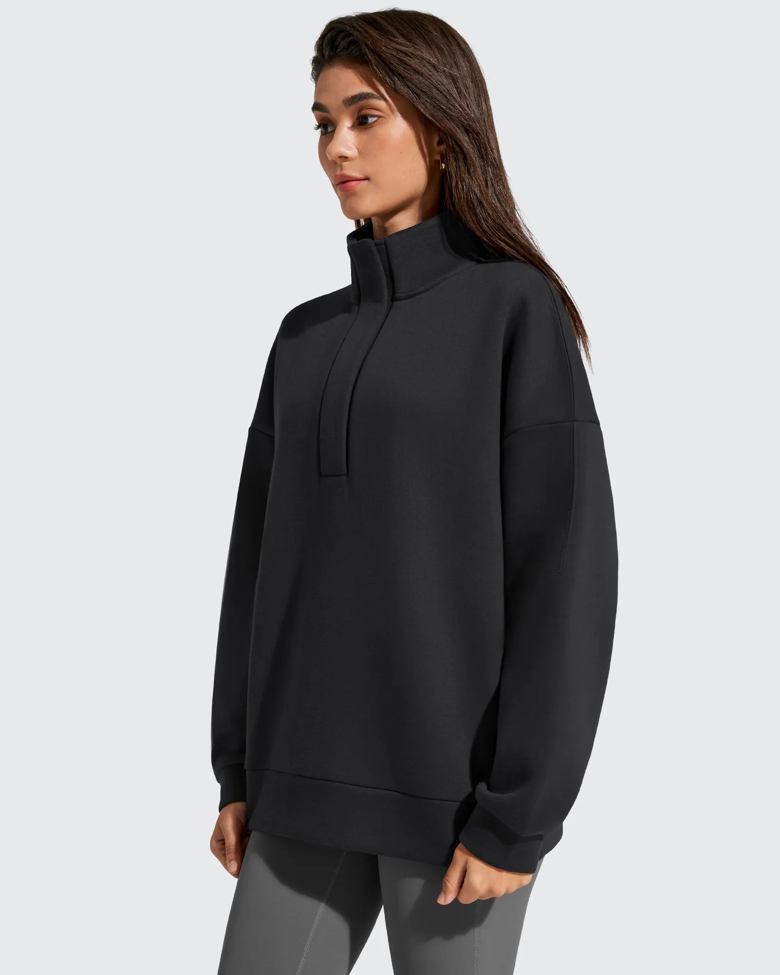 G4Free - Flurrylux Fleece Lined Half Zip Oversized Sweatshirts -GF25F758AA-S