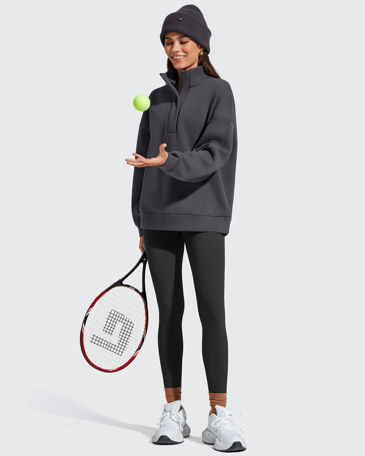 G4Free - Flurrylux Fleece Lined Half Zip Oversized Sweatshirts -GF25F758AA-S