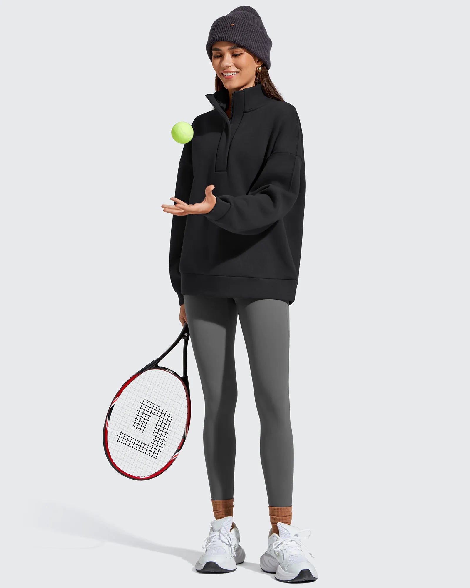 G4Free - Flurrylux Fleece Lined Half Zip Oversized Sweatshirts -GF25F758AA-S