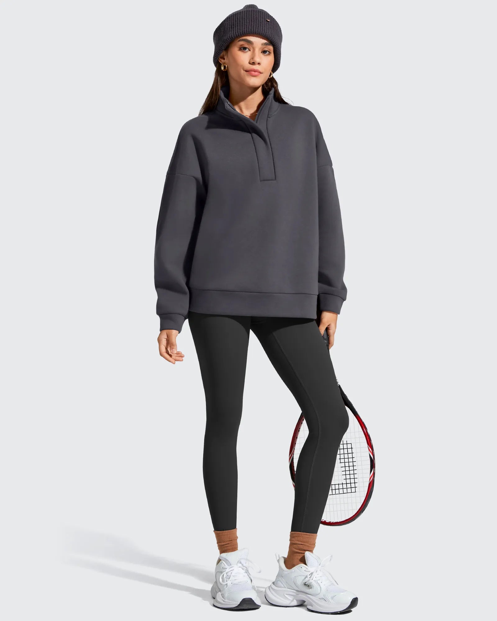 G4Free - Flurrylux Fleece Lined Half Zip Oversized Sweatshirts -GF25F758AA-S