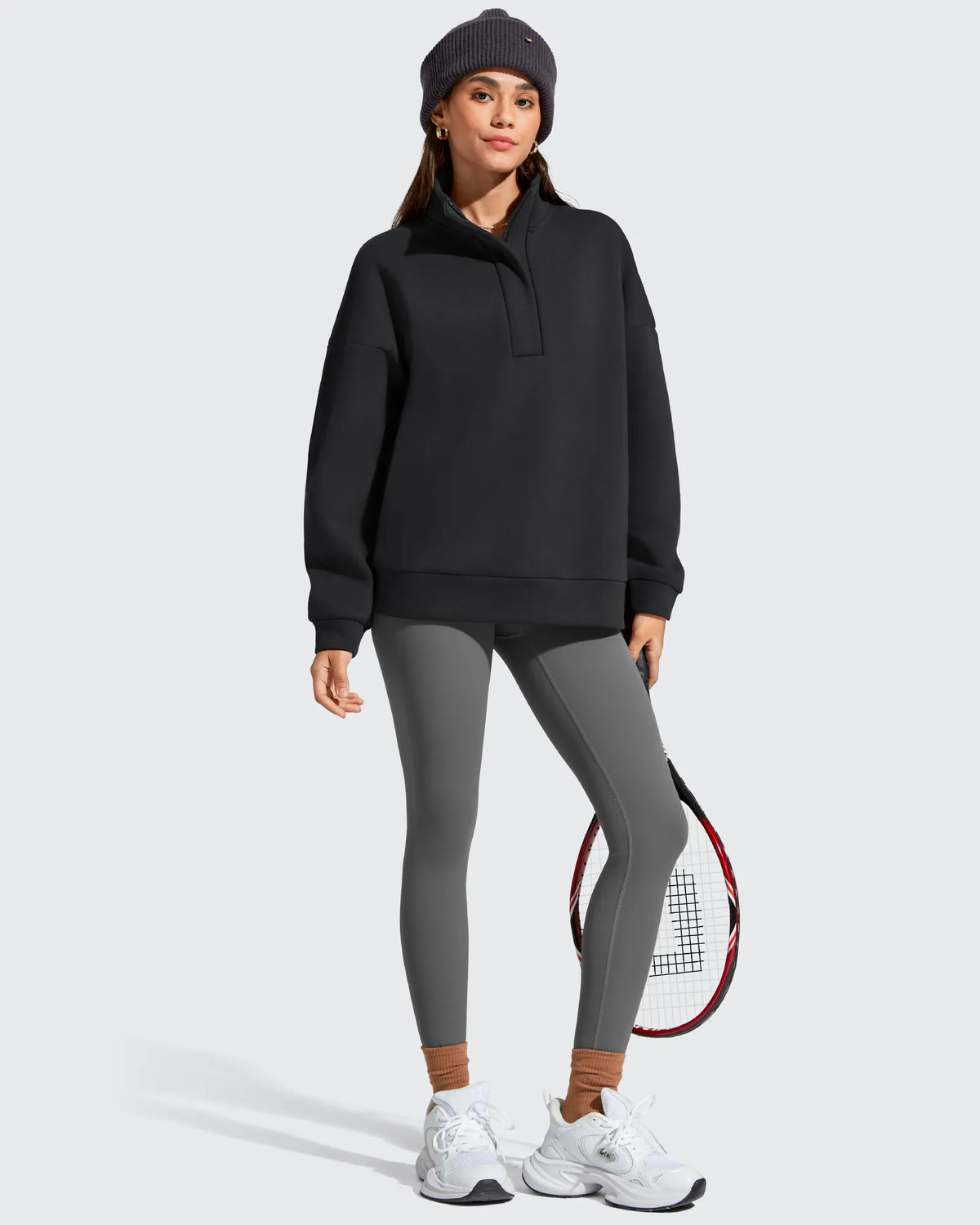 G4Free - Flurrylux Fleece Lined Half Zip Oversized Sweatshirts -GF25F758AA-S