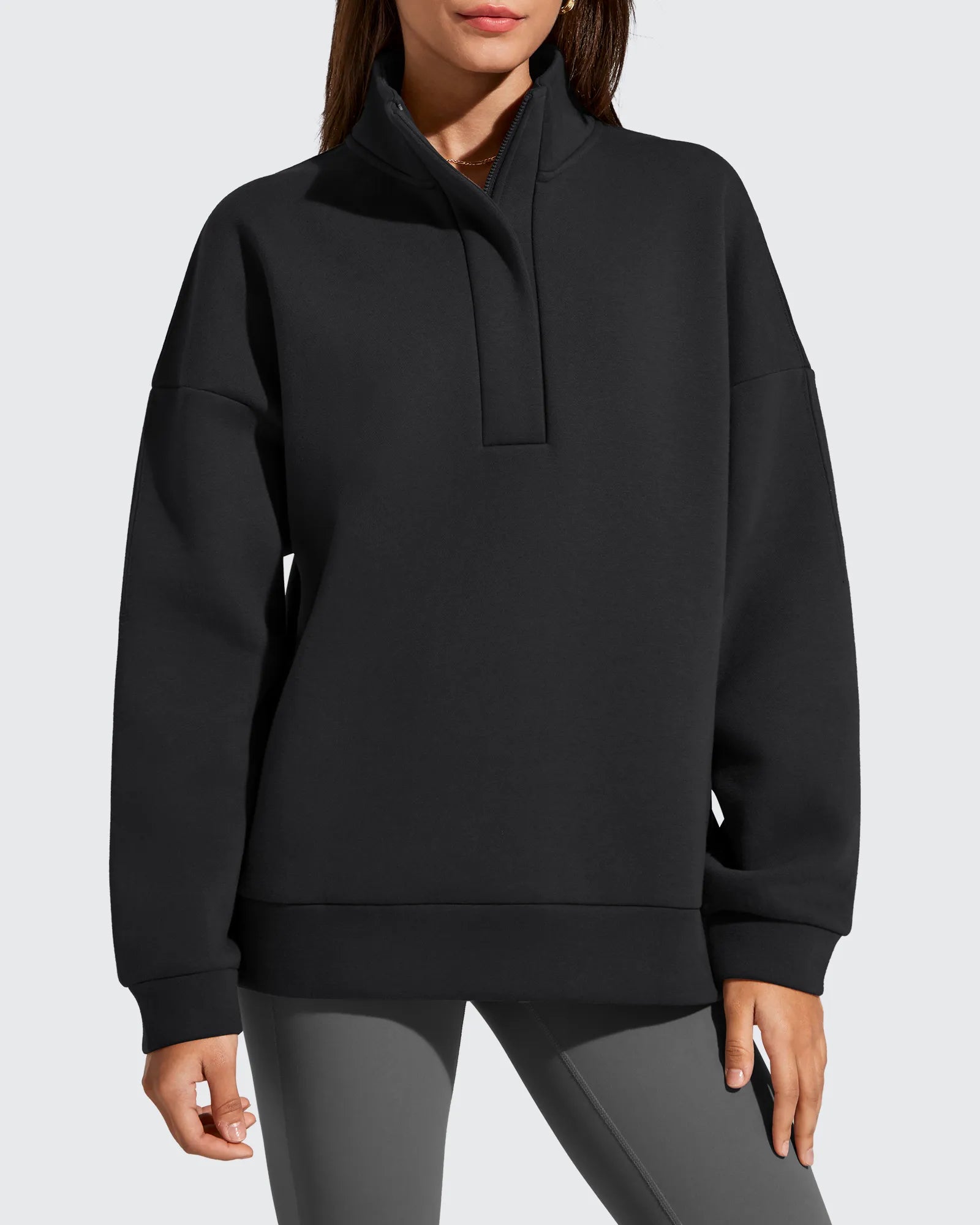 G4Free - Flurrylux Fleece Lined Half Zip Oversized Sweatshirts -GF25F758AA-S