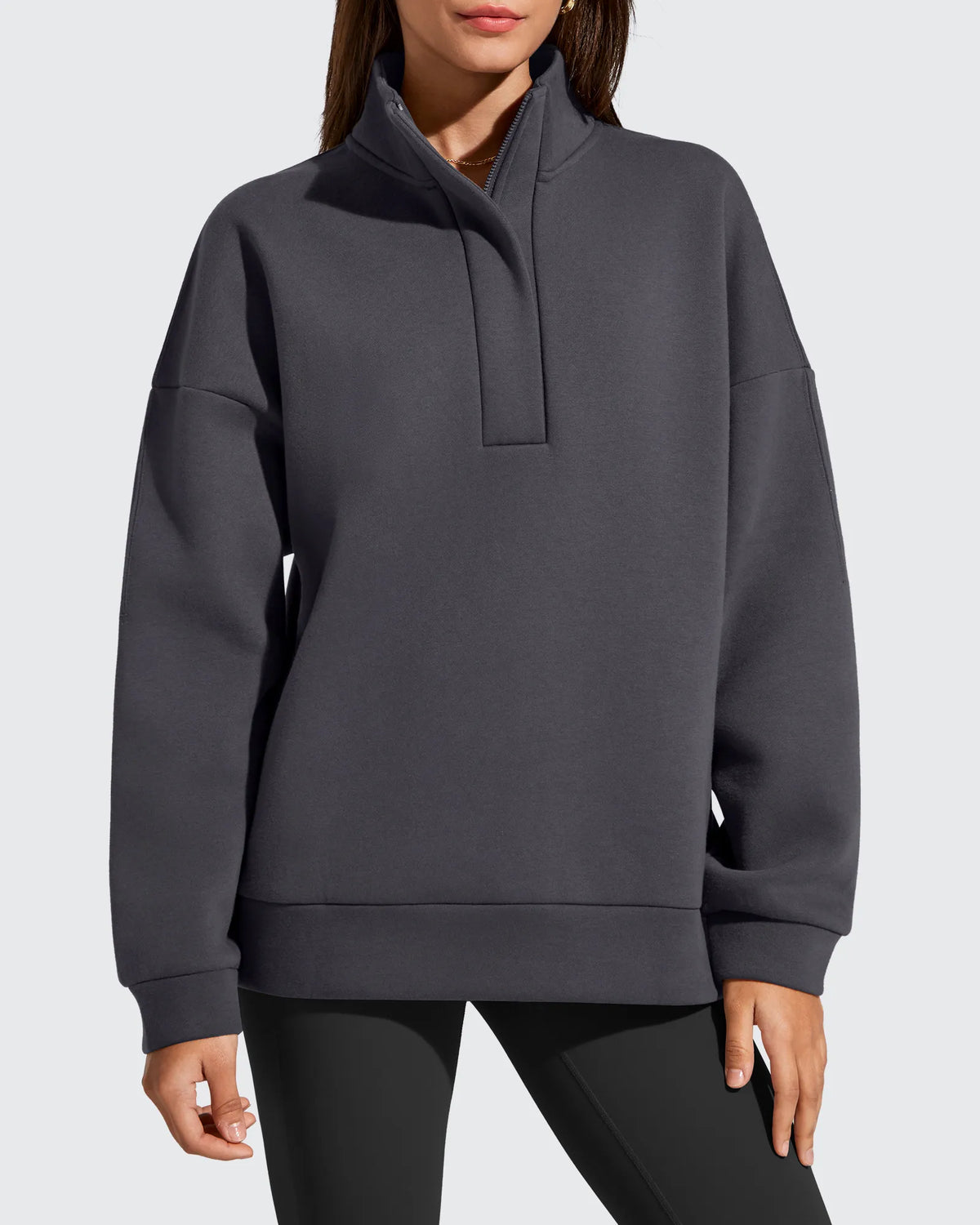 G4Free - Flurrylux Fleece Lined Half Zip Oversized Sweatshirts -GF25F758AA-S