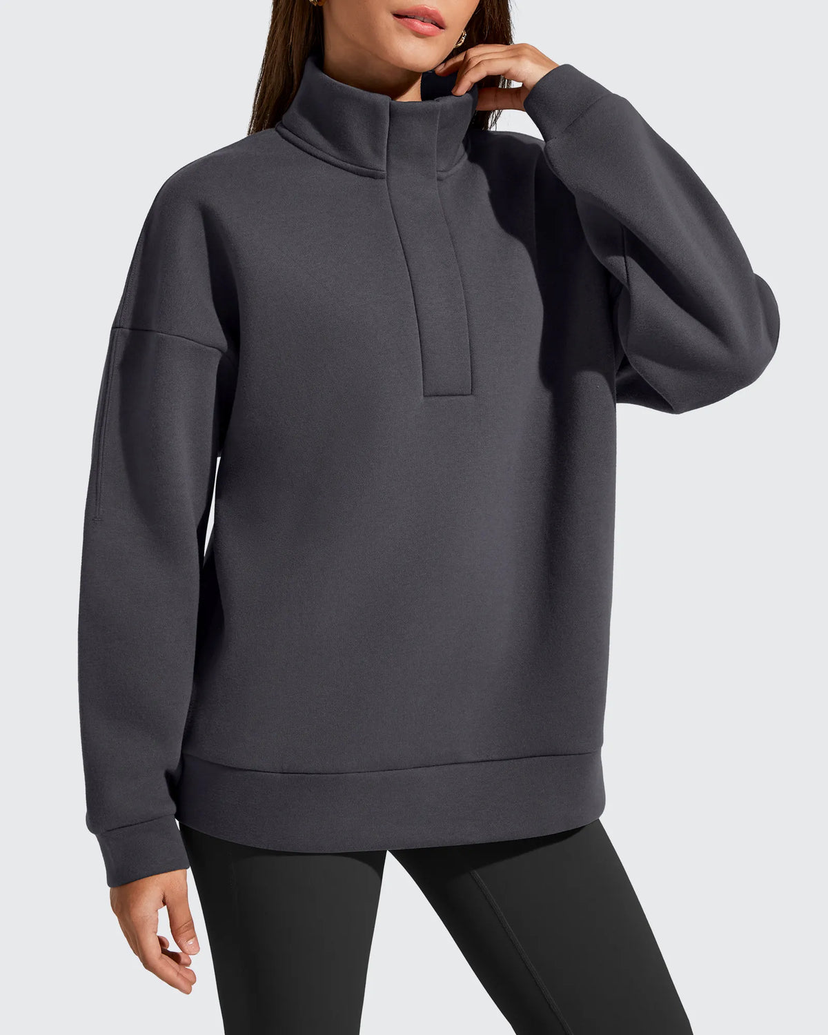 G4Free - Flurrylux Fleece Lined Half Zip Oversized Sweatshirts -GF25F758AA-S