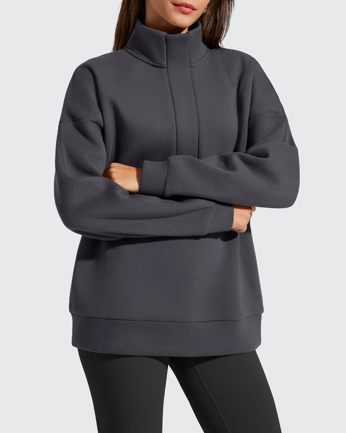 G4Free - Flurrylux Fleece Lined Half Zip Oversized Sweatshirts -GF25F758AA-S