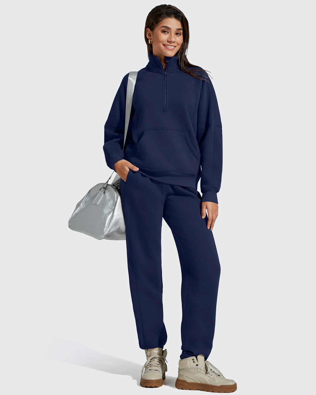 G4Free - Flurrylux Half Zip Mock Neck Cotton Fleece Pullover -GF25F656AA-S