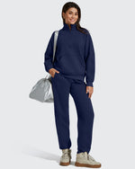 G4Free - Flurrylux Half Zip Mock Neck Cotton Fleece Pullover -GF25F656AA-S