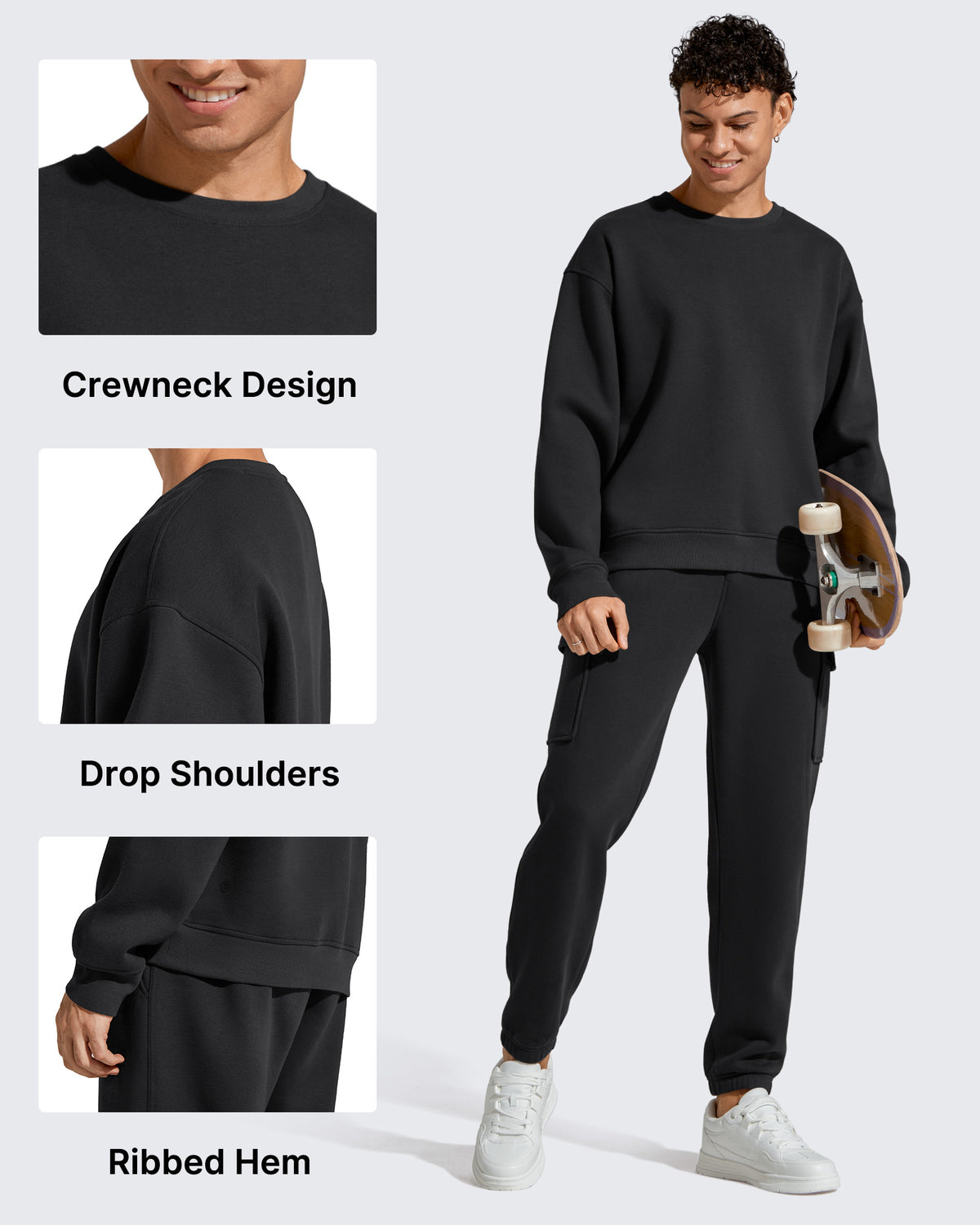 G4Free - Flurrylux Men's Cotton Fleece Lined Crewneck Pullover -GF25FM680AF-XS