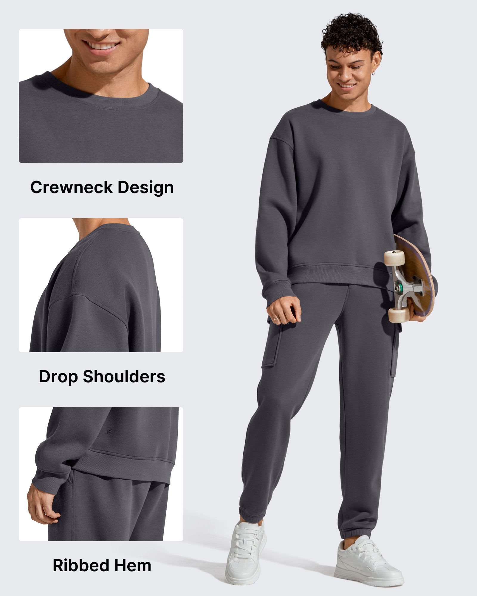 G4Free - Flurrylux Men's Cotton Fleece Lined Crewneck Pullover -GF25FM680AF-XS