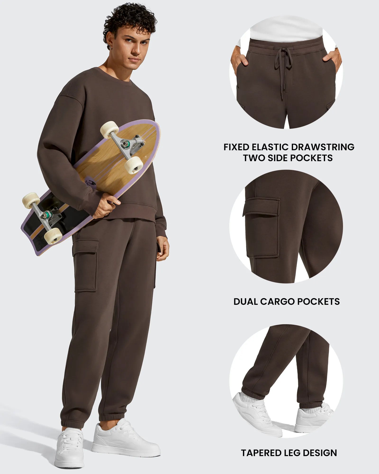 G4Free - Flurrylux Men's Cotton Fleece-Lined  Drawstring Cargo Pants -GF25DM689BA-S
