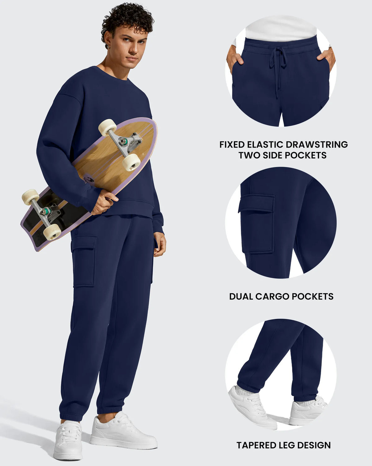 G4Free - Flurrylux Men's Cotton Fleece-Lined  Drawstring Cargo Pants -GF25DM689BA-S