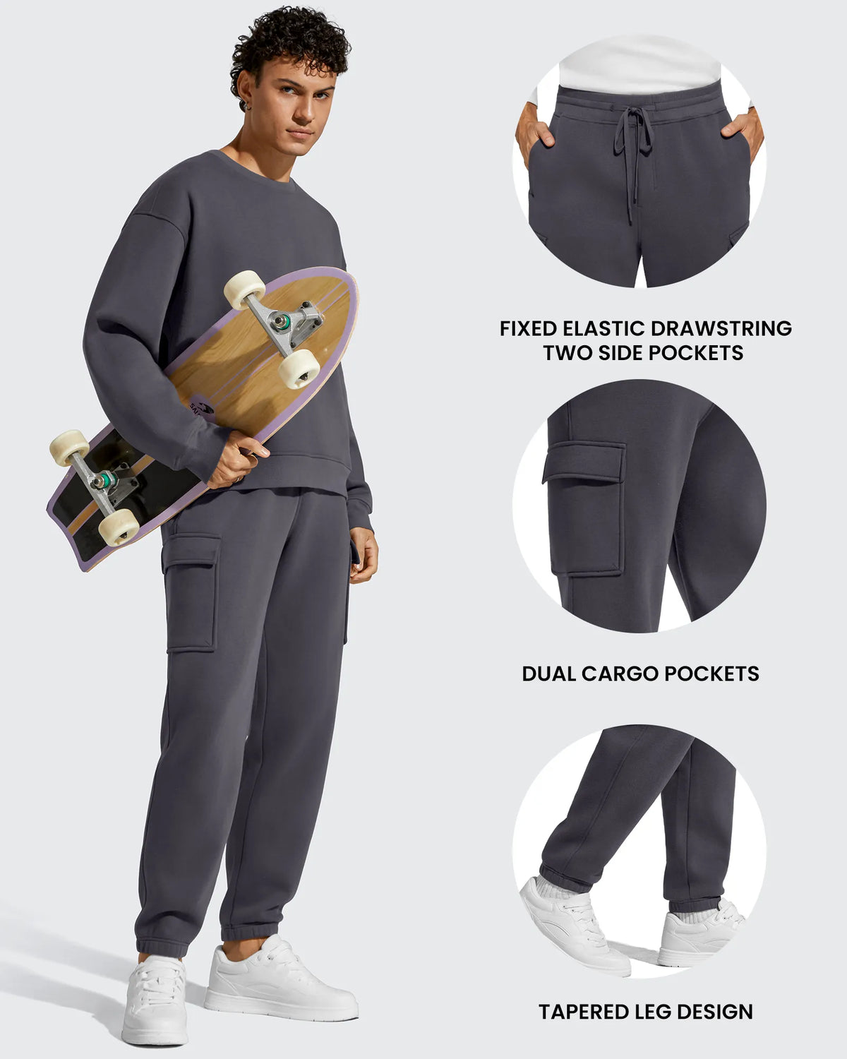 G4Free - Flurrylux Men's Cotton Fleece-Lined  Drawstring Cargo Pants -GF25DM689BA-S
