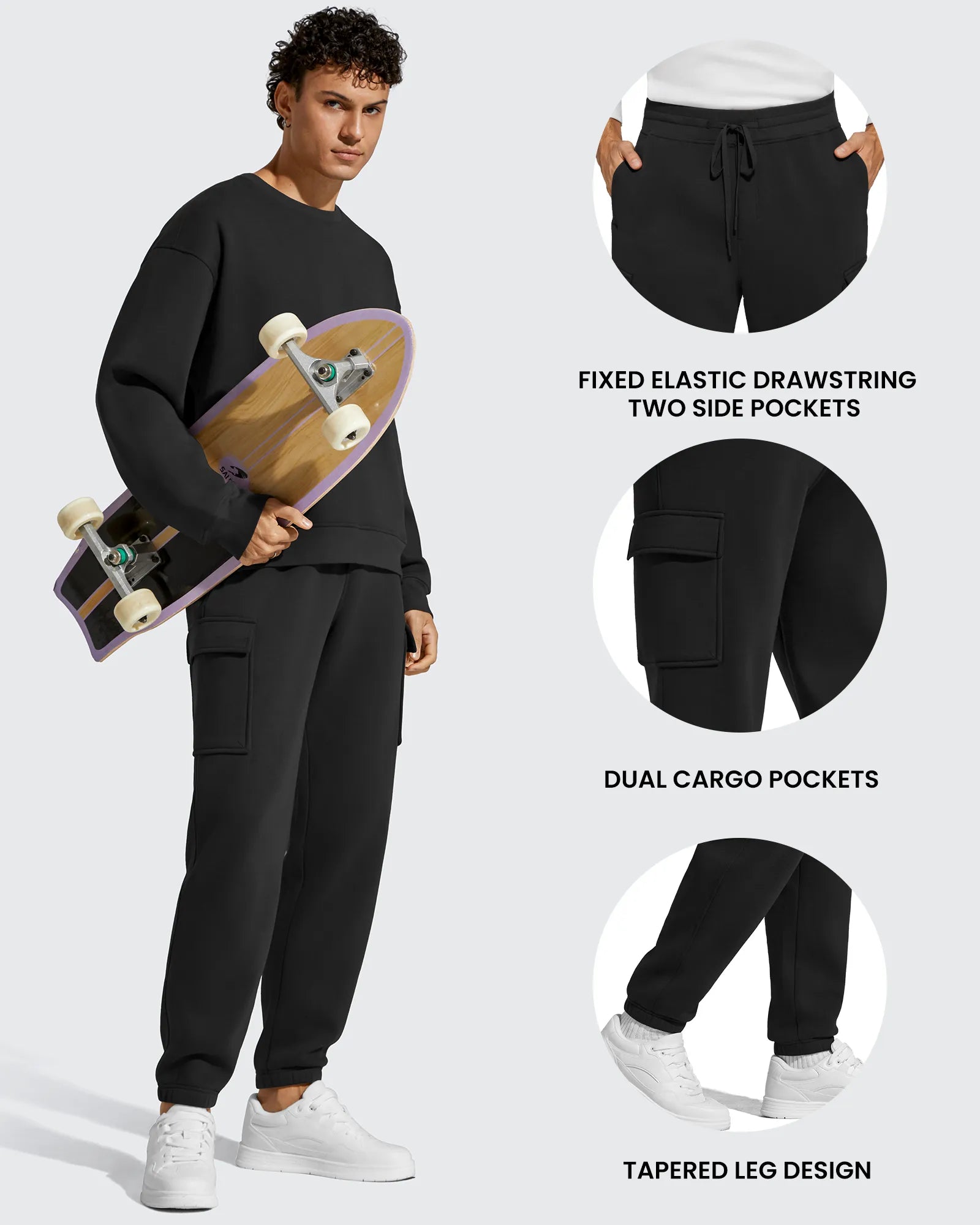 G4Free - Flurrylux Men's Cotton Fleece-Lined  Drawstring Cargo Pants -GF25DM689BA-S