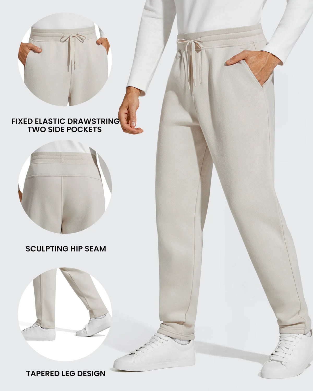 G4Free - Flurrylux Men's Fleece-Lined Drawstring Cotton Straight Leg Pants -GF25DM687DA-S