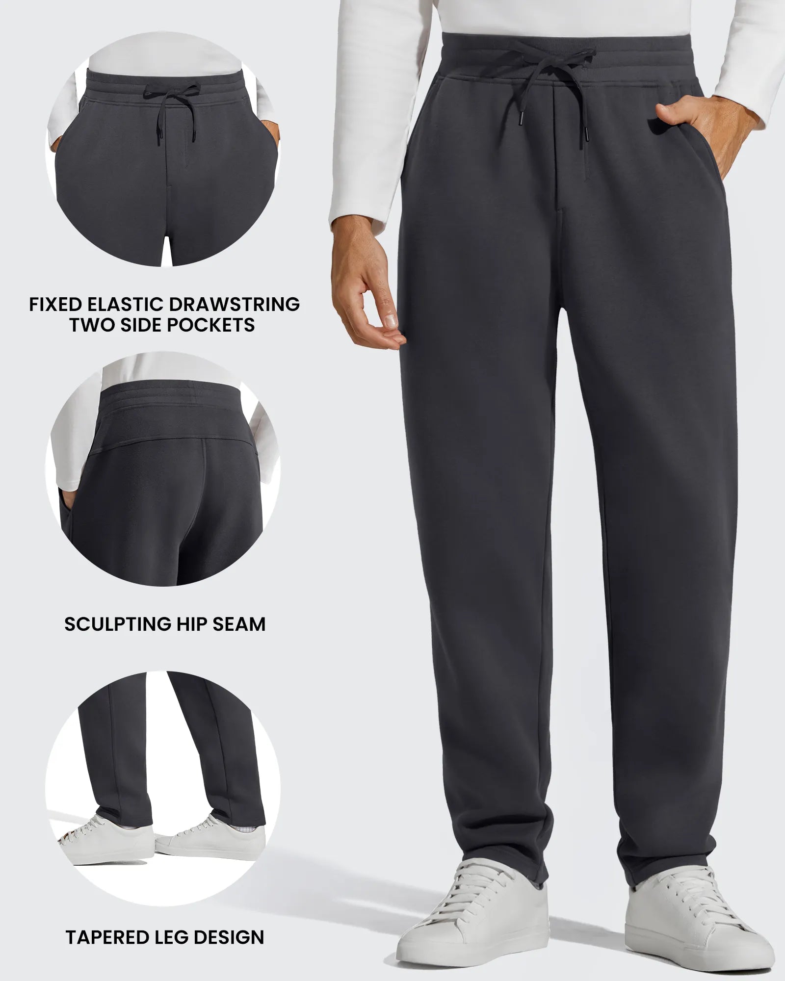 G4Free - Flurrylux Men's Fleece-Lined Drawstring Cotton Straight Leg Pants -GF25DM687DA-S