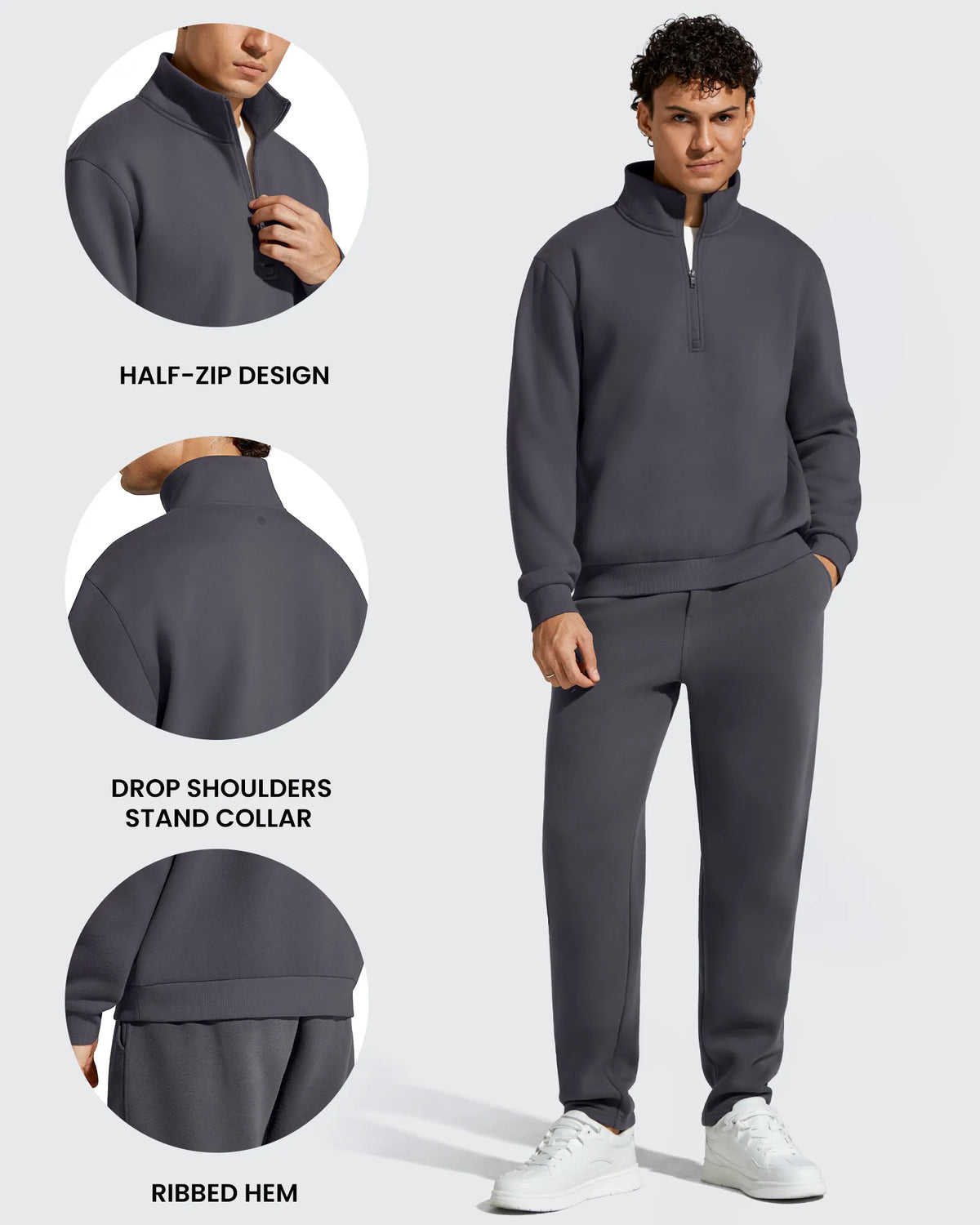G4Free - Flurrylux Men's Fleece Lined Half Zip Pullover Hoodies -GF25FM740AA-S