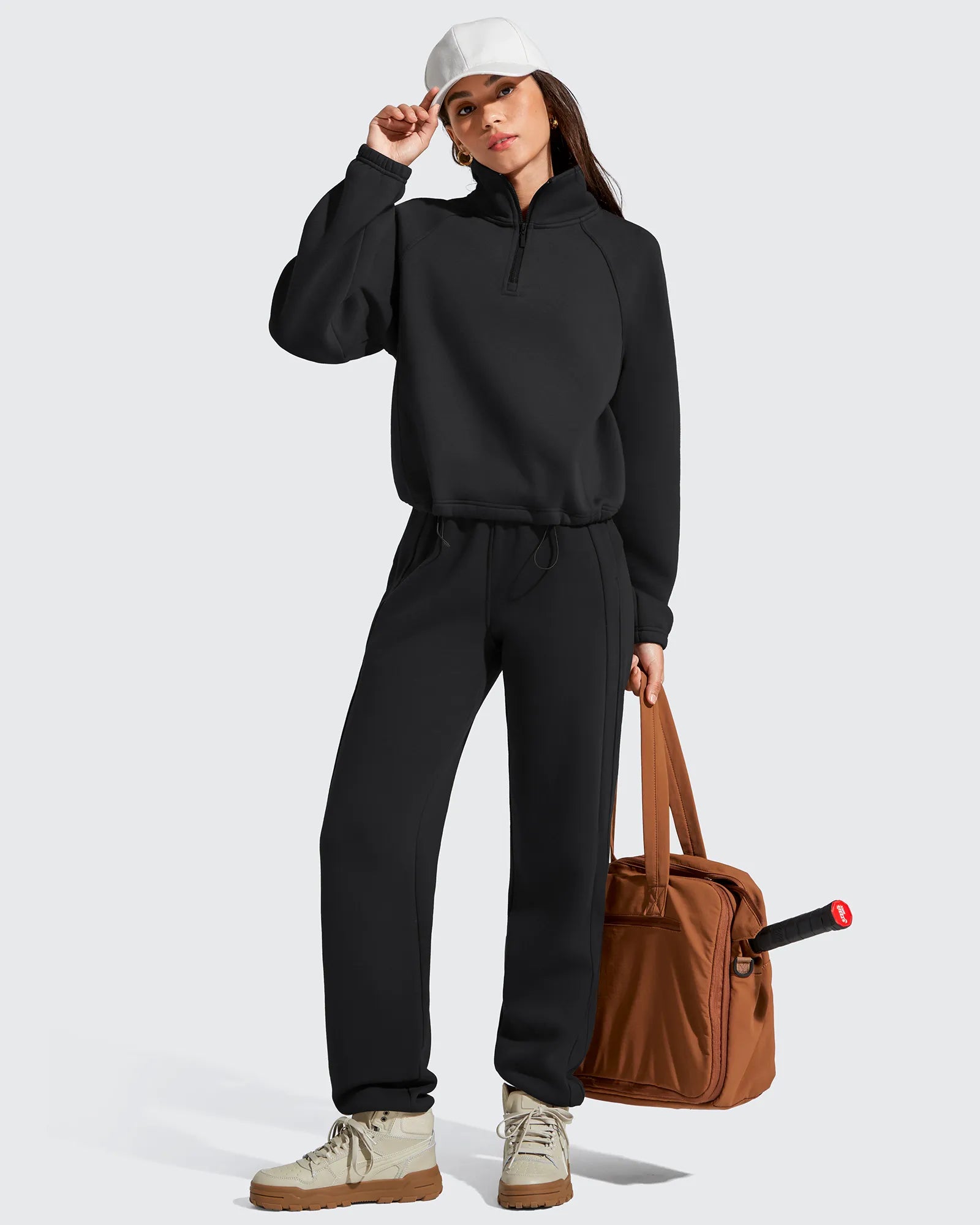 G4Free - Flurrylux Mock Neck Cropped Pullover Fleece Lined Sweatshirts -GF25F741AA-S