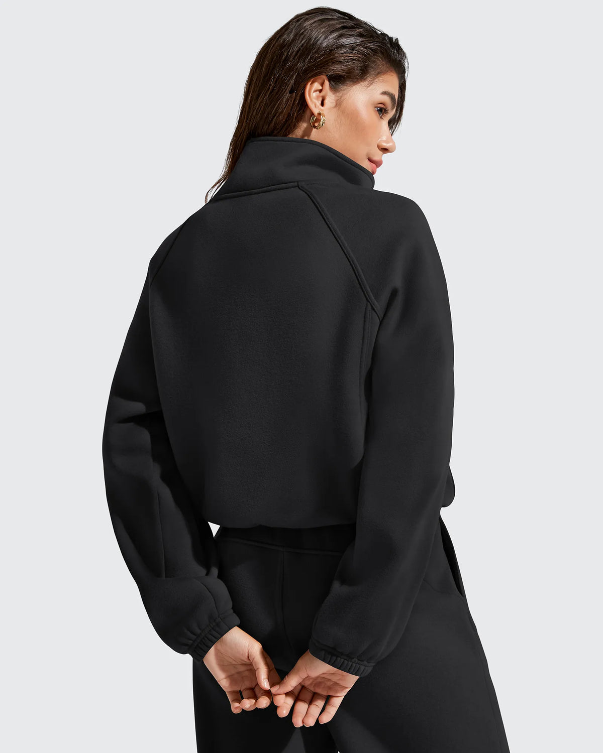 G4Free - Flurrylux Mock Neck Cropped Pullover Fleece Lined Sweatshirts -GF25F741AA-S