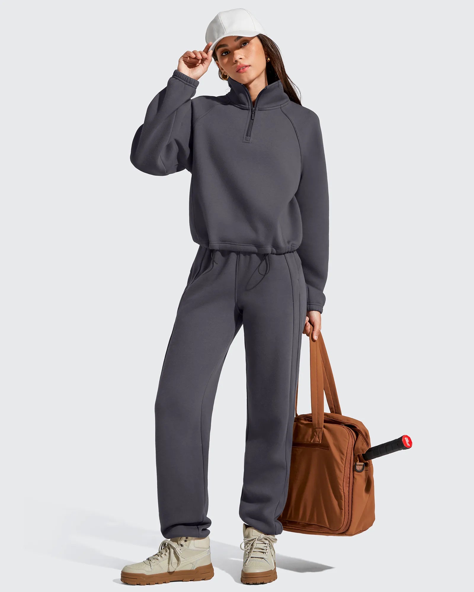 G4Free - Flurrylux Mock Neck Cropped Pullover Fleece Lined Sweatshirts -GF25F741AA-S